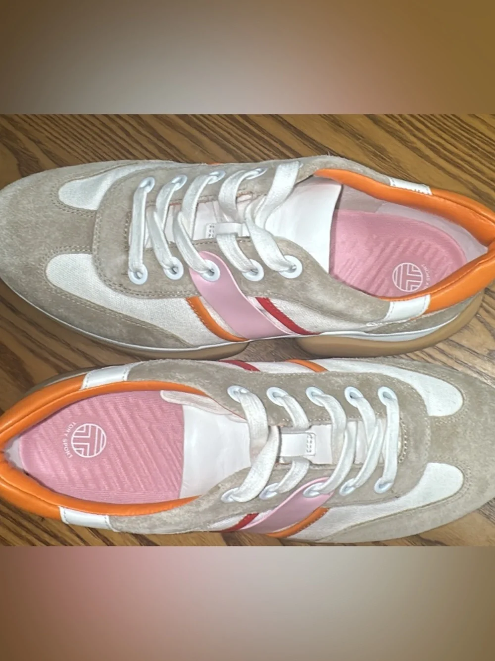Tory Burch Multicolor Suede and Canvas Bubble Stripe Lace Up Sneakers (shoes 20